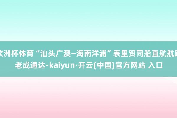 欧洲杯体育“汕头广澳—海南洋浦”表里贸同船直航航路老成通达-kaiyun·开云(中国)官方网站 入口