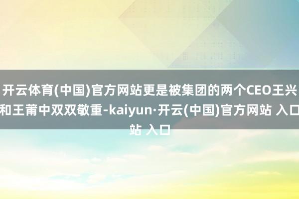 开云体育(中国)官方网站更是被集团的两个CEO王兴和王莆中双双敬重-kaiyun·开云(中国)官方网站 入口