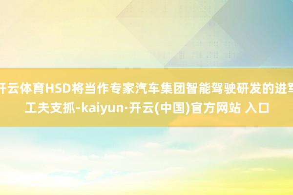 开云体育HSD将当作专家汽车集团智能驾驶研发的进军工夫支抓-kaiyun·开云(中国)官方网站 入口