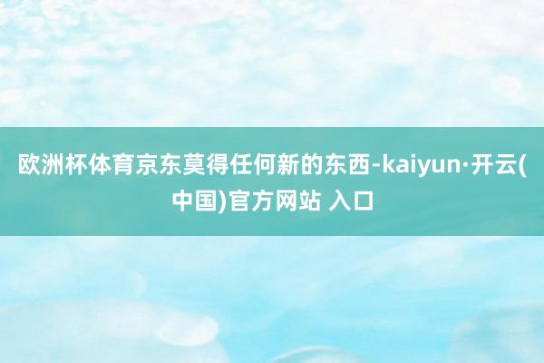 欧洲杯体育京东莫得任何新的东西-kaiyun·开云(中国)官方网站 入口