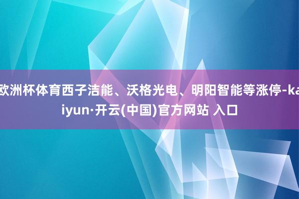 欧洲杯体育西子洁能、沃格光电、明阳智能等涨停-kaiyun·开云(中国)官方网站 入口