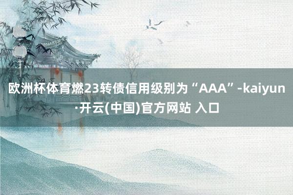 欧洲杯体育燃23转债信用级别为“AAA”-kaiyun·开云(中国)官方网站 入口