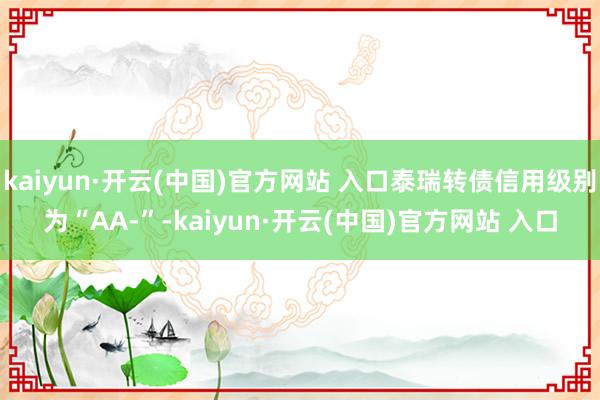 kaiyun·开云(中国)官方网站 入口泰瑞转债信用级别为“AA-”-kaiyun·开云(中国)官方网站 入口