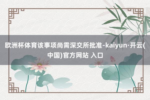 欧洲杯体育该事项尚需深交所批准-kaiyun·开云(中国)官方网站 入口